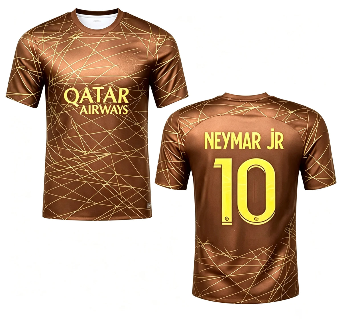Paris Saint Germain Men's Black Gold Football Jersey, Neymar Size 10, Quick Drying Short Sleeved, Football T-Shirt