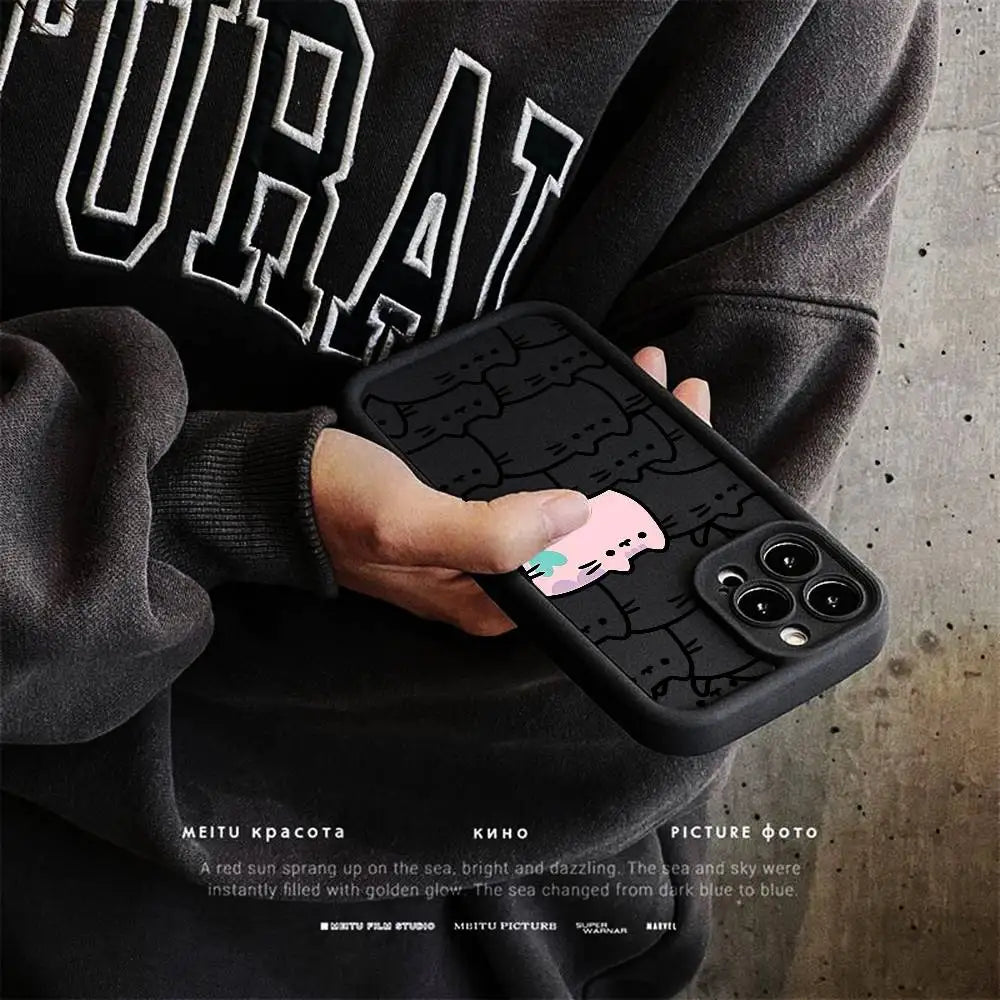 Anime Cartoon P-Pusheens cat Phone Case For iPhone 11 12 13 14 15 16 17 Pro Max Plus Shockproof Protecti Case