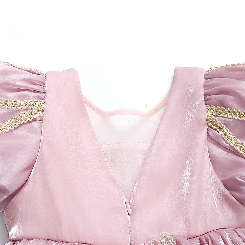 Kids Pink Aurora Princess Lolita Dress Halloween Costume Girl Sleeping Beauty Princess Cosplay Birthday Party Dresses for 2-12Y