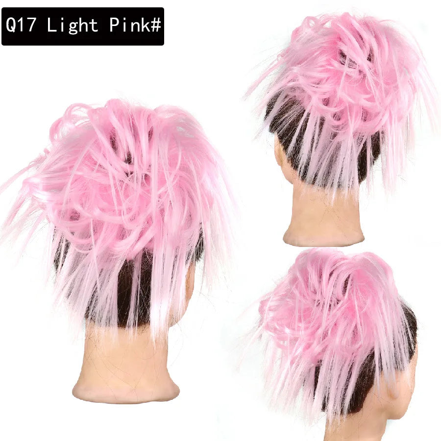 Synthetic Hair Bun Extensions Messy Curly Elastic Hair Scrunchies Hairpieces Synthetic Chignon Donut Updo Hair Pieces for Women