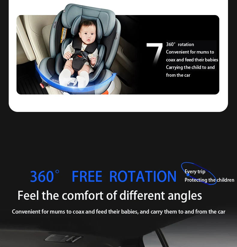 Child seat 360° ISOFIX rotating baby car seat Child Car Safety Seats ECE R129 5-point seat belt 0-12 Years Suitable for newborn