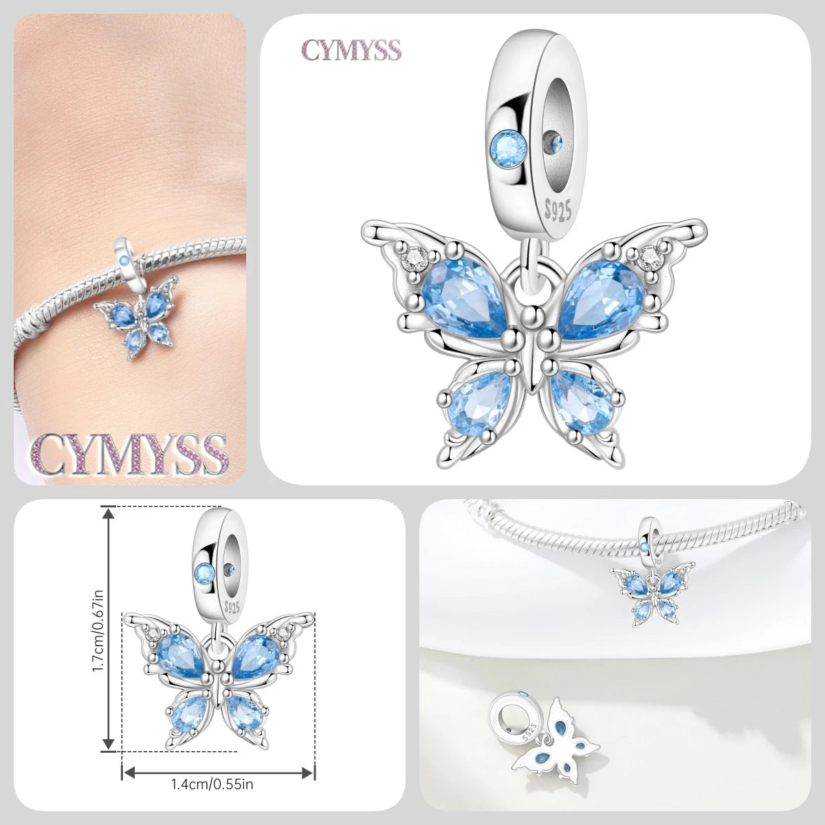 925 Sterling Silver Plated Bee Sunflower Butterfly Charm Pendant Fine Jewelry Women DIY Bracelet Necklace Birthday Party Gift