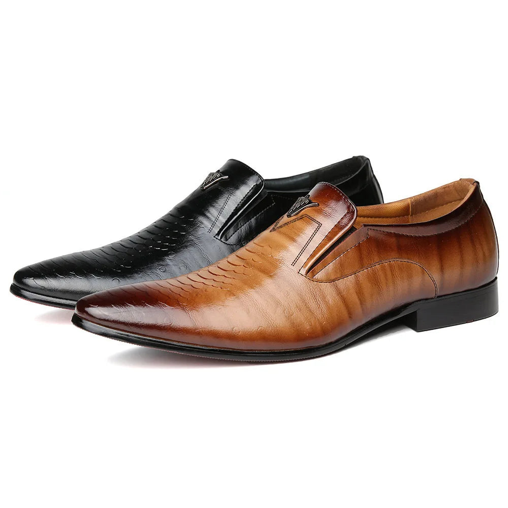 Retro Men's Dress Shoes Summer Casual Office Business Shoes Pointed Toe Leather Shoe Flat Slip-on Shoes for Men Luxury Loafers