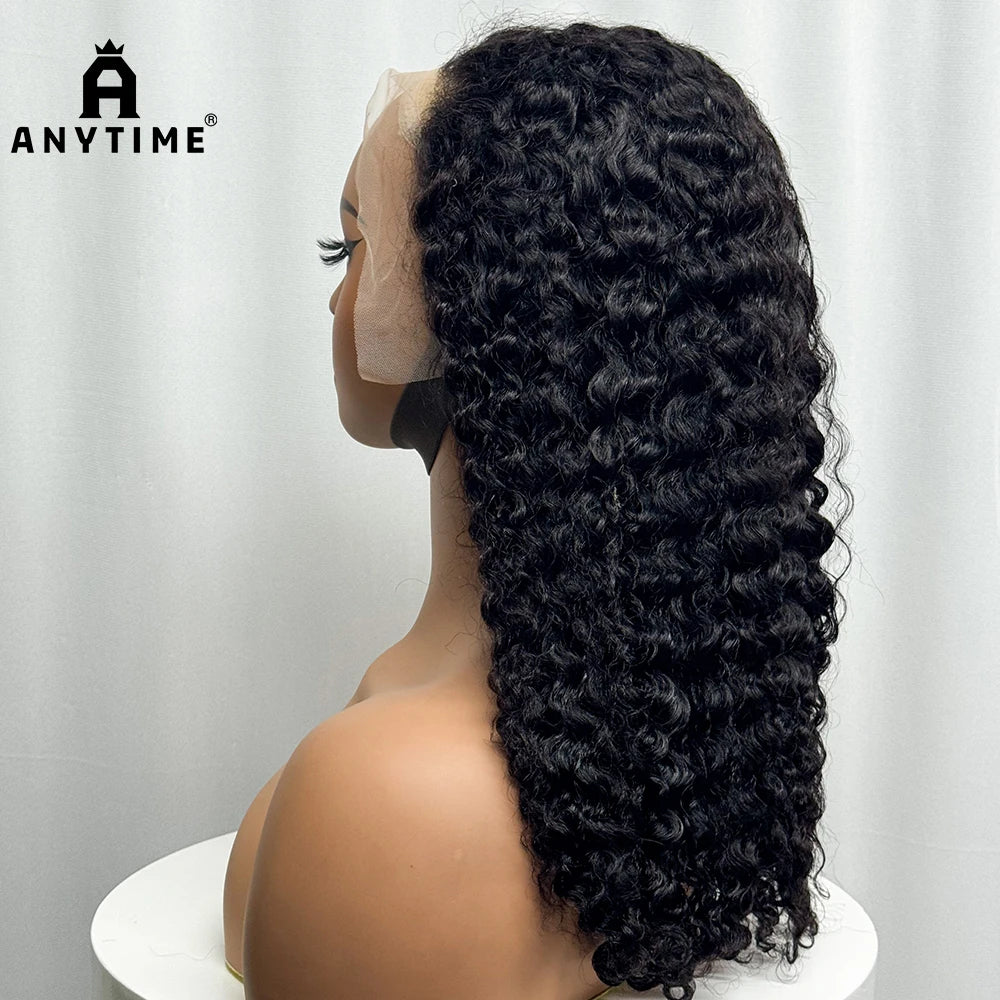 280% High Density Double Drawn Pixie Jerry Curly Water Wave Human Hair Wigs 20inches 13x4 Lace Frontal Human Hair Wig for Women