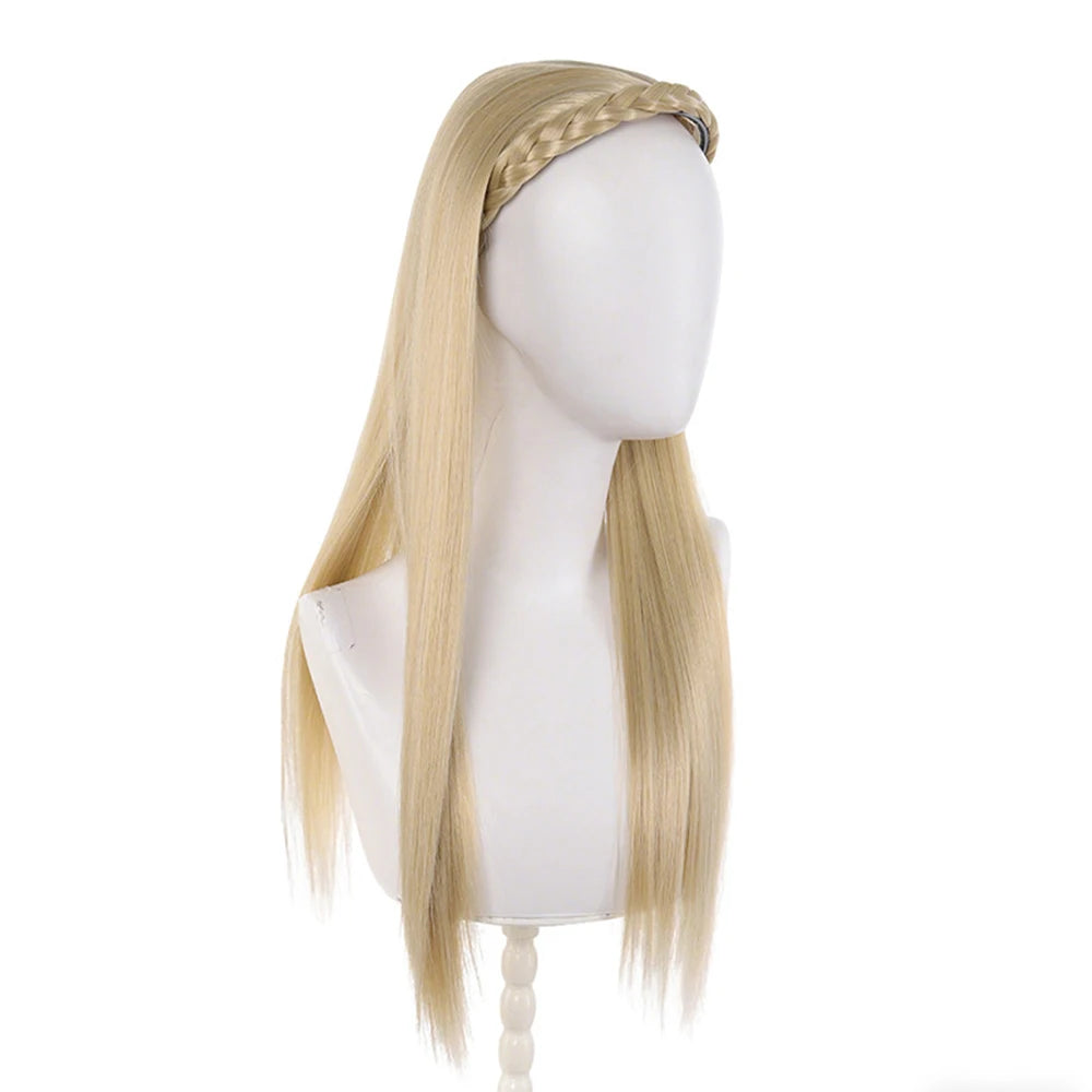 Synthetic Headband Wig 20‘’Long Straight Half Wigs For Women With Headband Heat-Resistant Hair Extensions