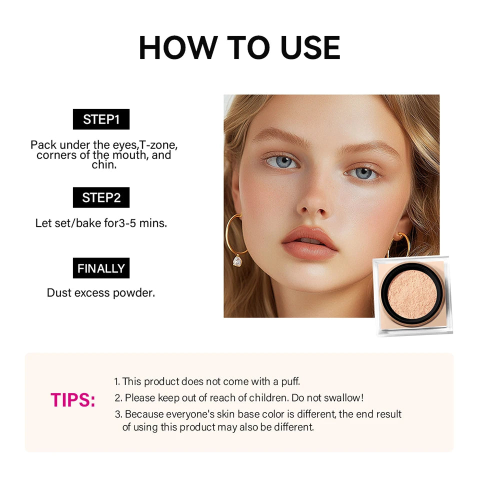 Matte Loose Baking and Setting Powder powder Oil Control Natural Face Matte Waterproof Brightening Loose Powder Makeup