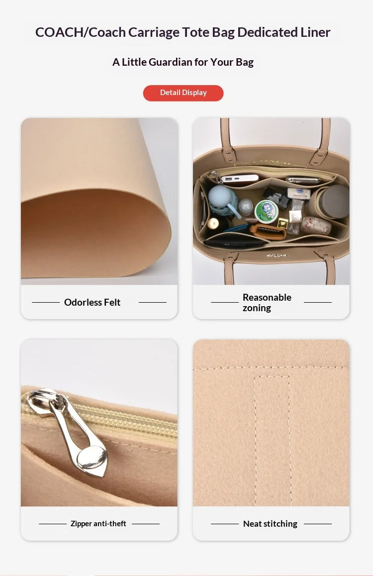 Homefish Felt Insert Liner Purse Organiser Pouch Tote Handbag Internal Storage Bag For Liz Visetos