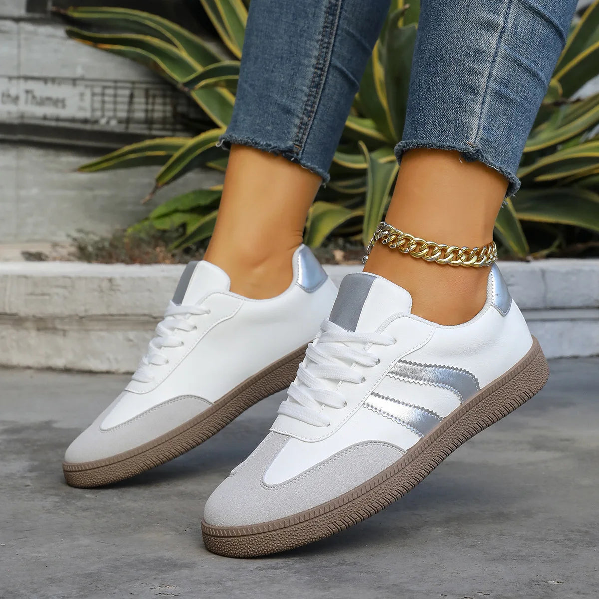 Spring Autumn Platform Sneakers Women Fashion Mixed Colors Lace-Up Sport Shoes Woman Comfortable Non Slip Flat Trainers Female