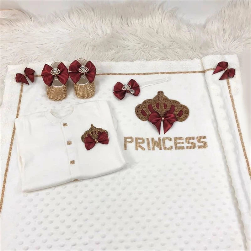 Newborn Baby Boy Outfits Set Kids Clothing Real Cotton Infant Care Products Body Suit Shirt Pants Mittens Receiving Blanket