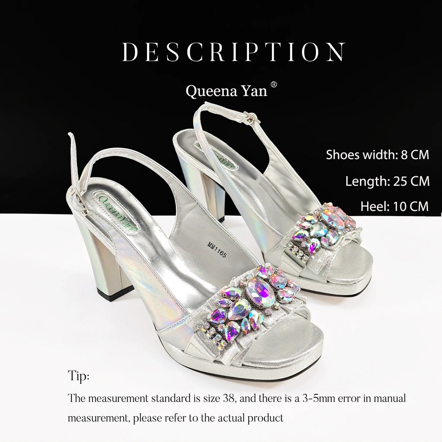 Queena Yan Spot goods Elegant Women Heels Shoes and Bag Set Decoration Rhinestones Women High Heels Shoes OL Bag And Shies