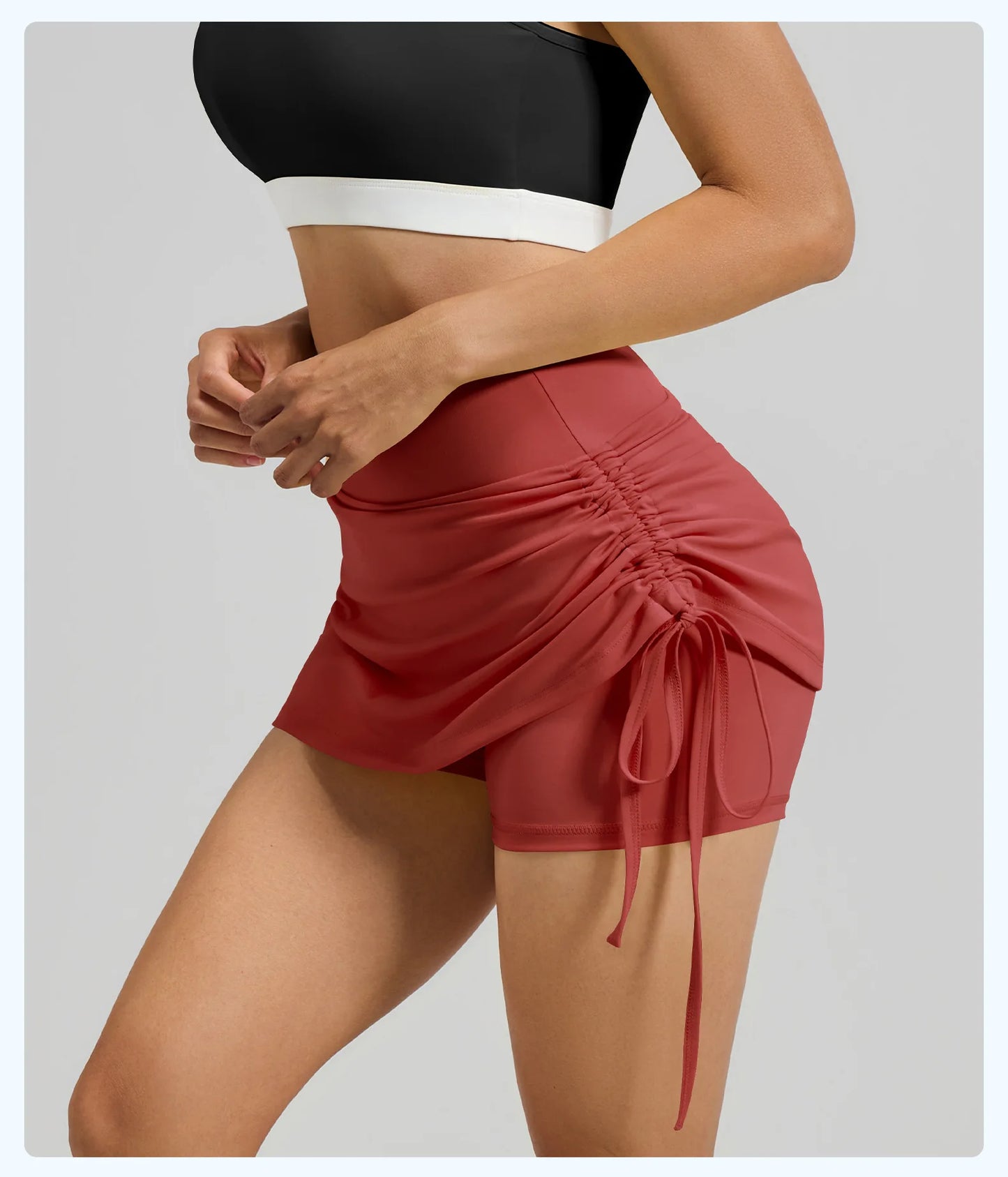 Fitfemme Women's Sports Skirt with Inner Shorts - Ruched Side and Drawstring - Perfect for Workout 2025 New