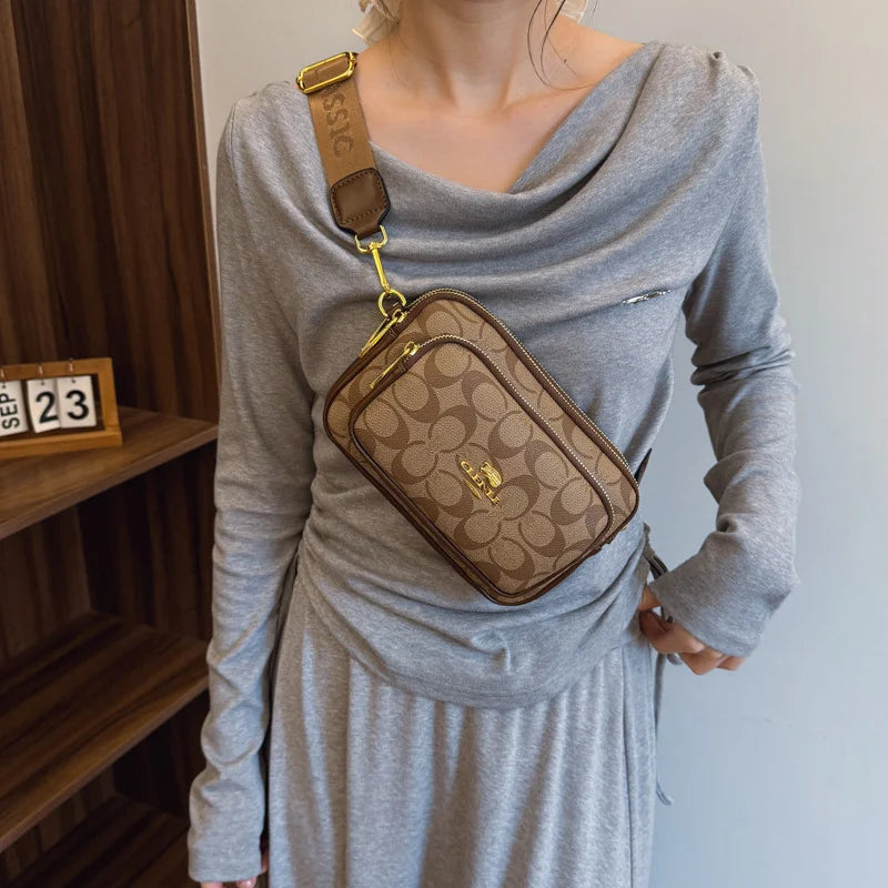 Luxury Women Vintage Pattern Camera Bag Wide Adjustable Strap Crossbody Handbag Multi Pockets Fashion Daily Small Shoulder Messe