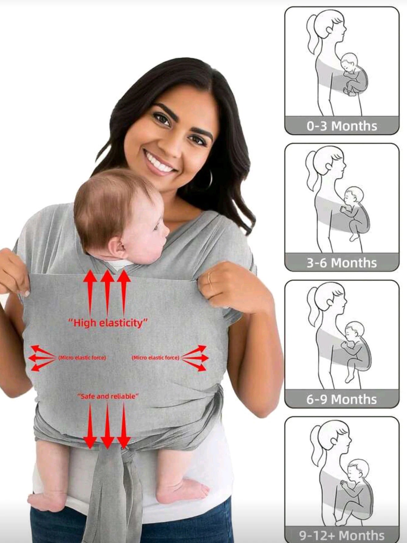 Baby carrier front-carrying multi-functional sleeping, breastfeeding, outing device to free hands knitted fabric