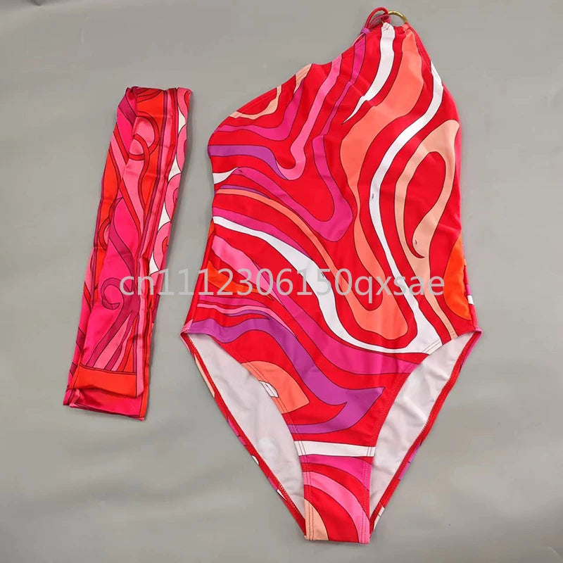 Luxury Design Women's Brown Headband Scarf Swimsuits with Letter Signature Logo Classic Brand Headband Bikini Sets Beachwear