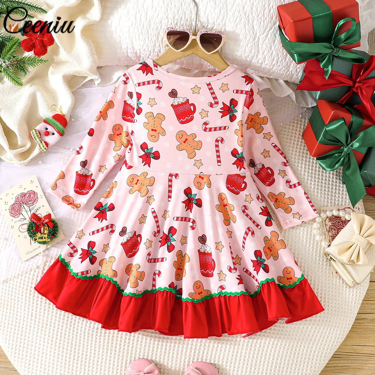Baby Dress For New Year Green Tree Print Xmas Christmas Dress For Newborns Toddler My First New Year Girls Costumes