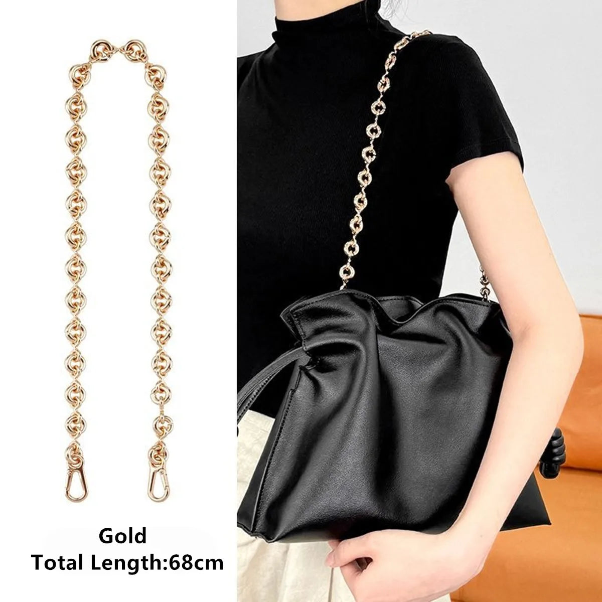 New Women Replaceable Alloy Bag Chain Strap Detachable Purse Handbag Bag Straps Resin Crossbody DlY Shoulder Bag Accessories