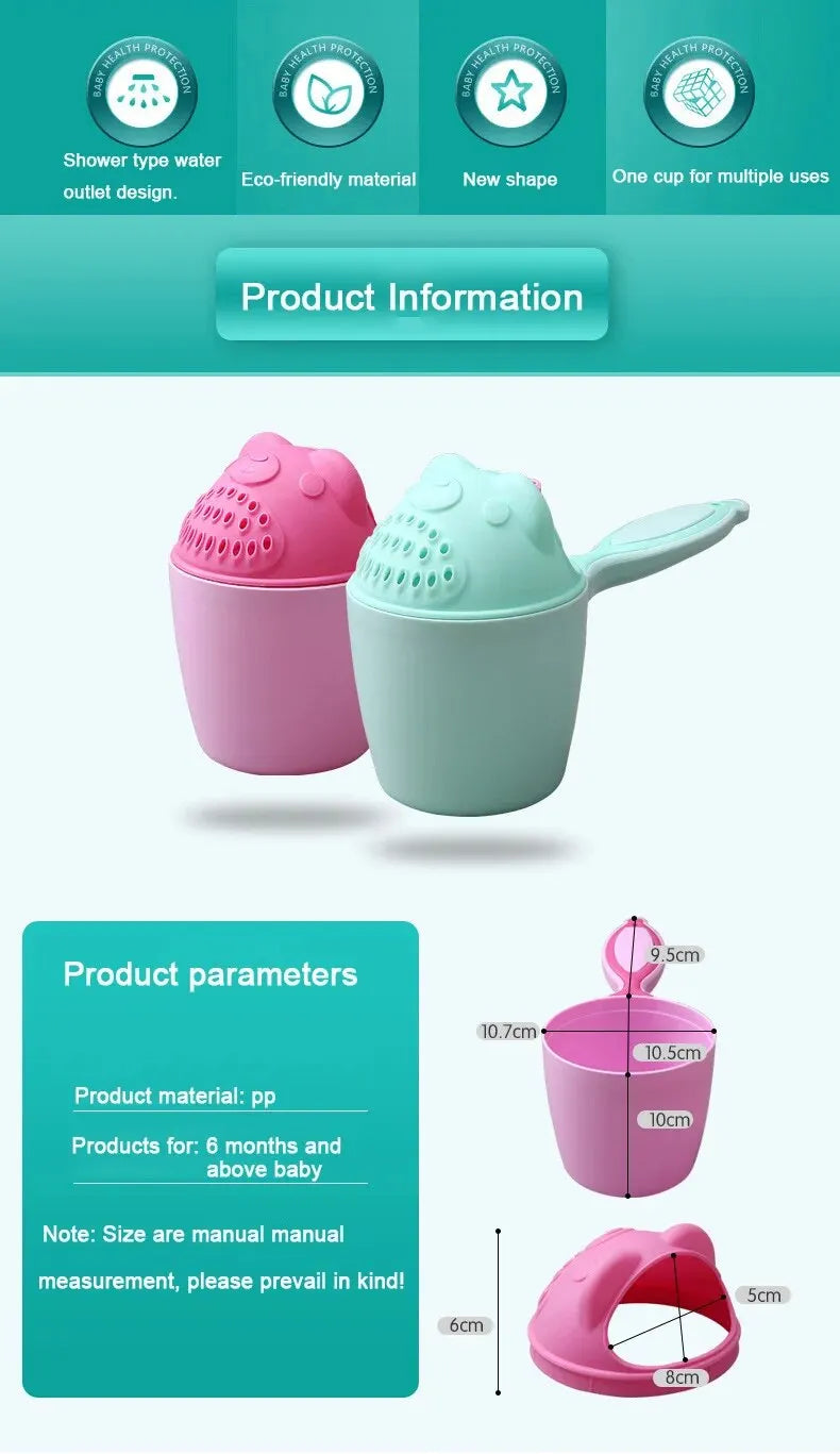 Toddler Shampoo Cup Baby Bath Caps Child Washing Hair Cup with Eye Protection Bathing Bailer Kids Shower Spoons - Bathing Tool