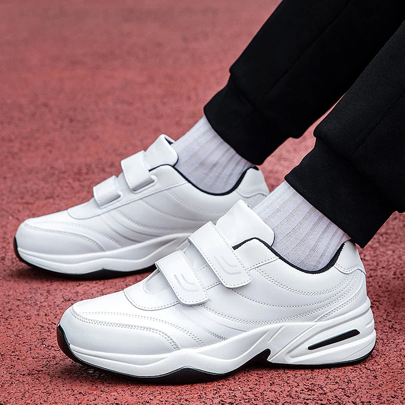Large Size 48 White Casual Sneakers Men Comfy Leather Lightweight Men's Sports Shoes Outdoor Non-slip Walking Shoes Man Trainers