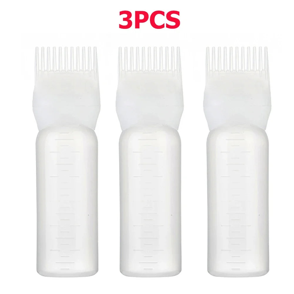 3pcs180ml Oil Scalp Applicator Root Washer Repeatable Filling Bottle Root Comb Applicator Bottle Salon Barbershop Accessories