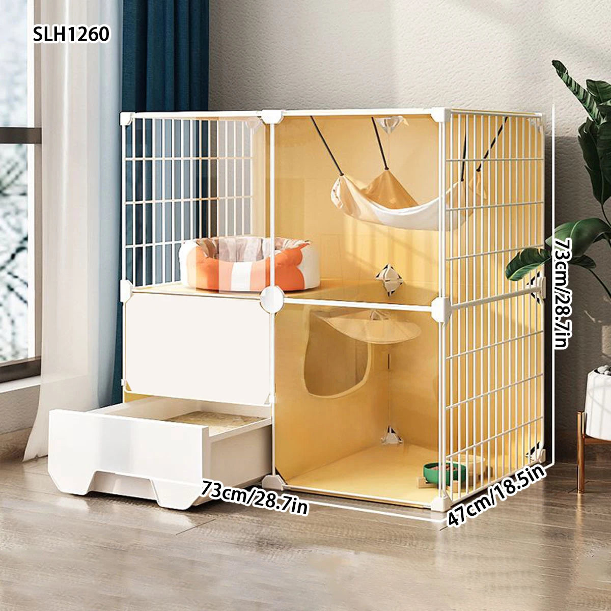 Cat cage with enclosed cat litter box indoor cat cage household cat cage with toilet integrated cat house cat house