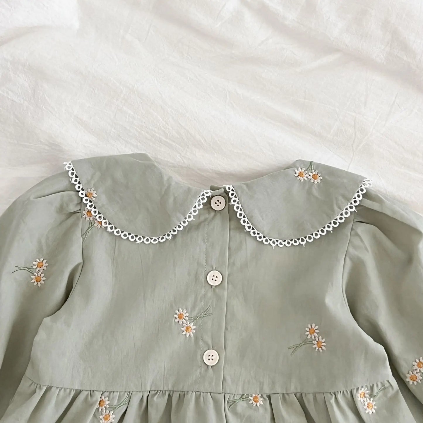 0-24M New Newborn Baby Girl Lapel Korean Style Bodysuit Autumn Long Sleeved Cotton Embroidery Climbing Suit Baby Girl Clothing