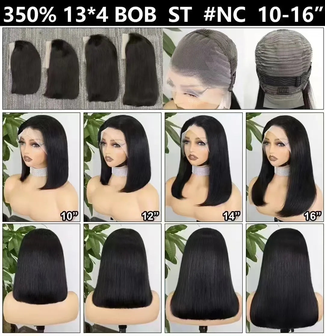 Straight Wigs 350% Density Thick Double Drawn 12A Human Hair 13x4 Lace Front Human Hair Wig for Black Women 10-16 Inches
