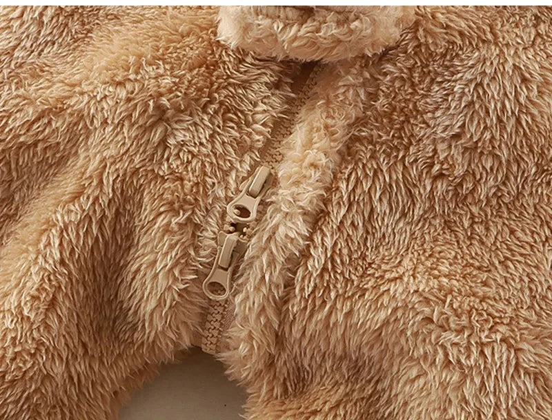 Baby Winter Romper Fleece Cartoon Panda Bunny Hooded Jumpsuit for Boy Girl Clothes Soft Loungewear Thicken Toddler Infant Onesie