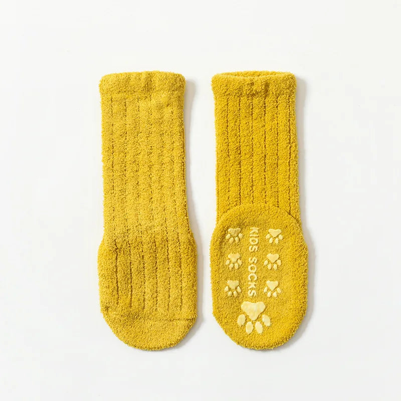 Winter Children Socks Non-slip Baby High Tube Socks Warm Plush Thicken Toddler Boys Girls Middle Tube Sock for 0-4 Year