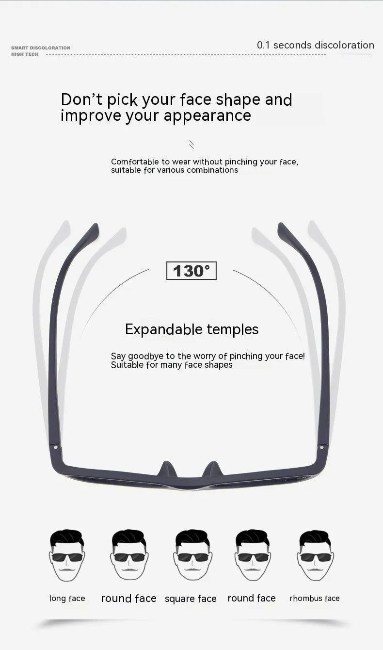 0.1s Color Changing Intelligent Photosensitive Polarized Smart Glasses Sunglasses Men Women Driving Cycling Fishing Sun Glasses