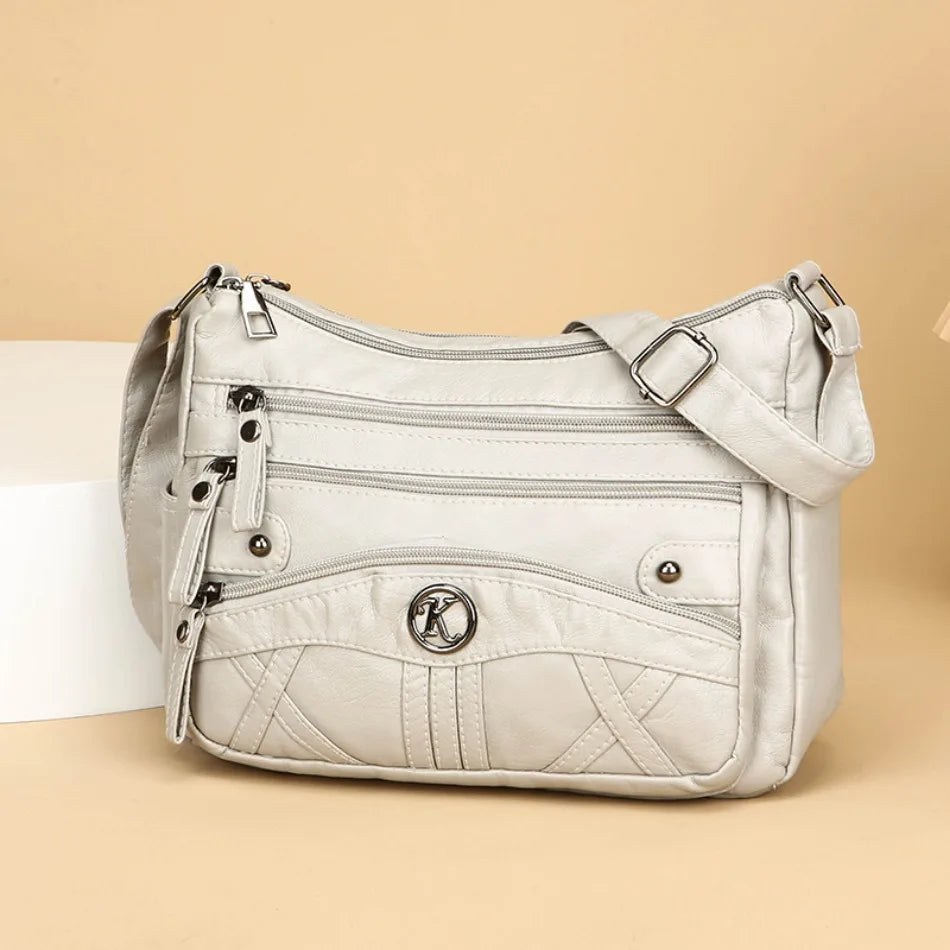 Retro Soft Leather Multi Pocket Single Shoulder Crossbody Bag High Quality Women's Bag Luxury Designer Purses and Handbags 2025