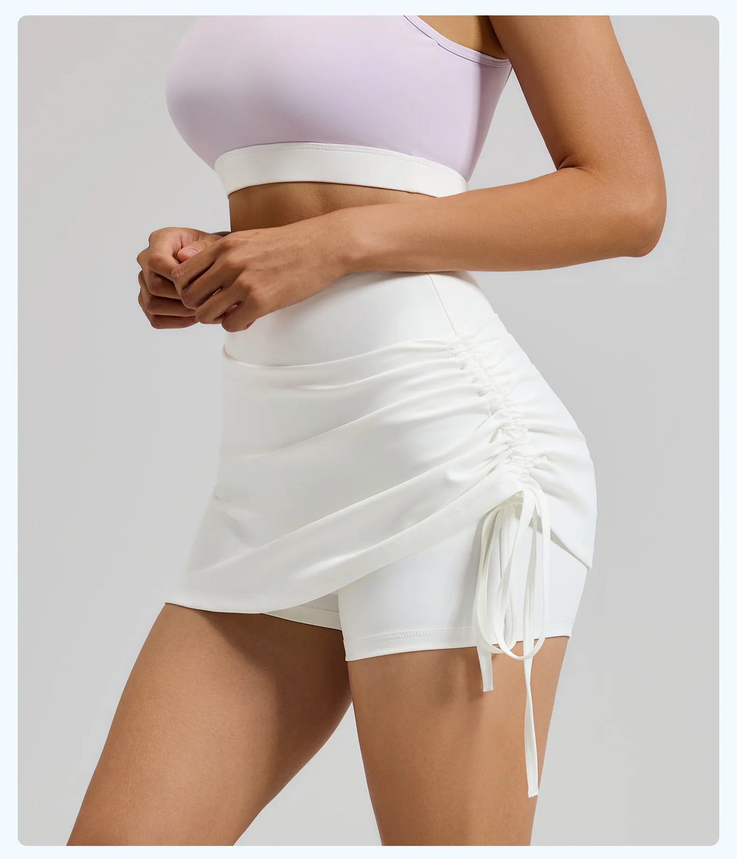 Fitfemme Women's Sports Skirt with Inner Shorts - Ruched Side and Drawstring - Perfect for Workout 2025 New