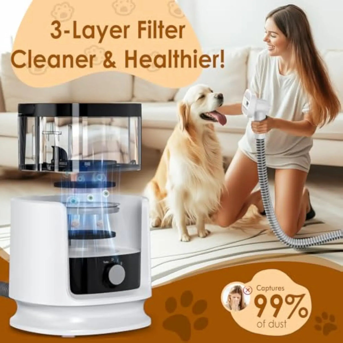 Pet Hair Care Vacuum Cleaner, Multifunctional Handheld Modern Plastic Pet Care Vacuum Cleaner Set, Suitable for Cats and Dogs