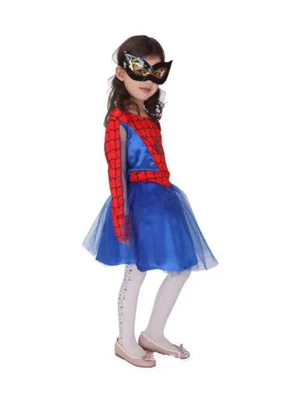 Kids Girls Spiderhero Costume Cosplay Spidergirls Dress Eye Mask Halloween Fancy Dress Clothing