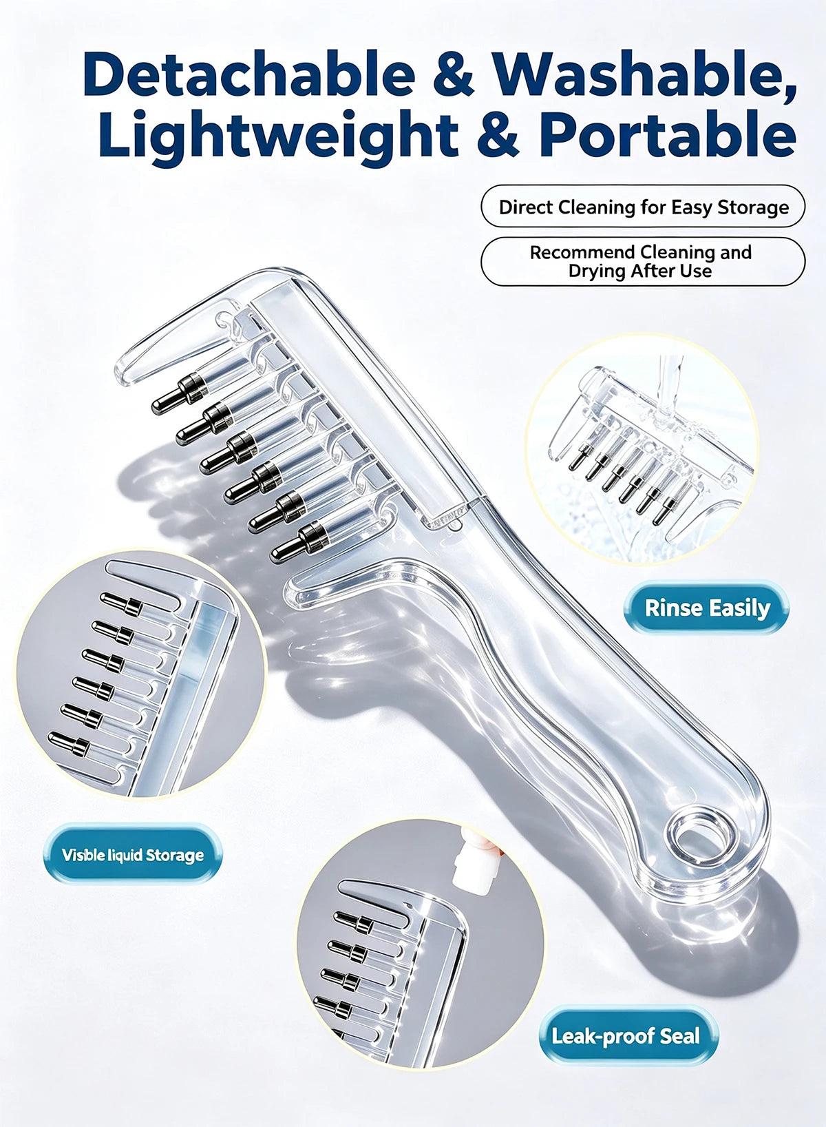 Scalp Liquid Applicator Comb, Refillable Hair Serum Oil Dispensing Comb, Roller Ball Massage Comb For Hair Root Treatment
