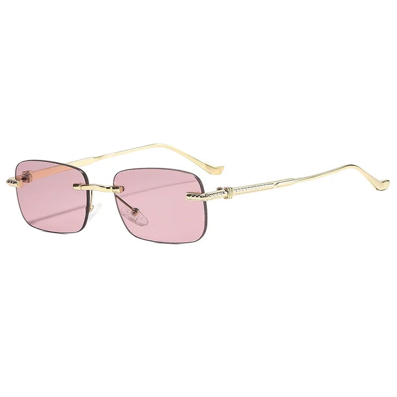 Rimless Sunglasses Rectangle Fashion Popular Women Men Shades Small Square Sun Glasses For Female male Summer Traveling Oculos