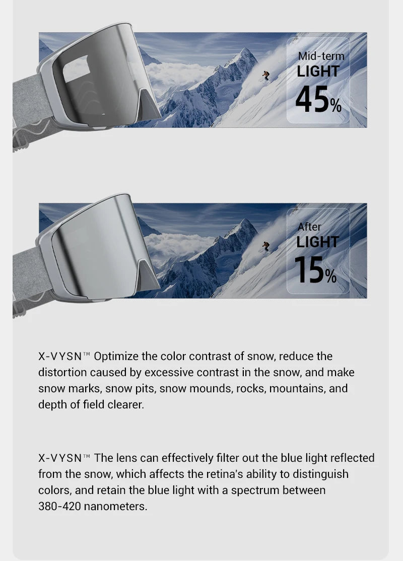 Kapvoe Photochromic Snow Goggles Ski Snowboard Anti-Fog Mask for Men Women Eyewear UV400 Protection Glasses Snowmobile Winter