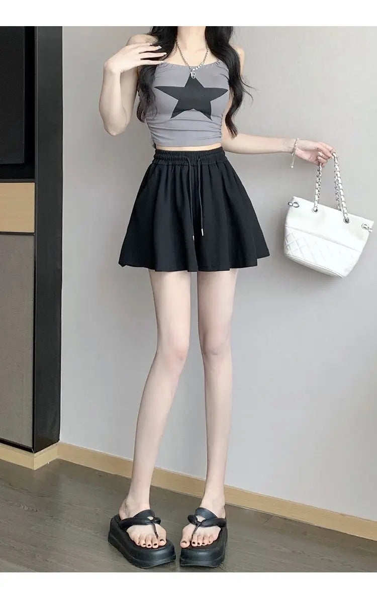 2026 High Waist Wide Leg Sports Shorts Women's Summer New Loose Fit A-Line Shorts Casual Versatile Comfortable Short Pants