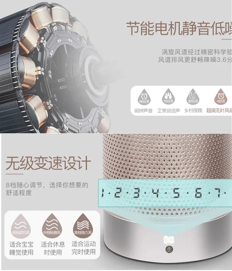 220V Bladeless Fan for Home Ultra Quiet Stand Tower Fan Remote Control Circulating Fan