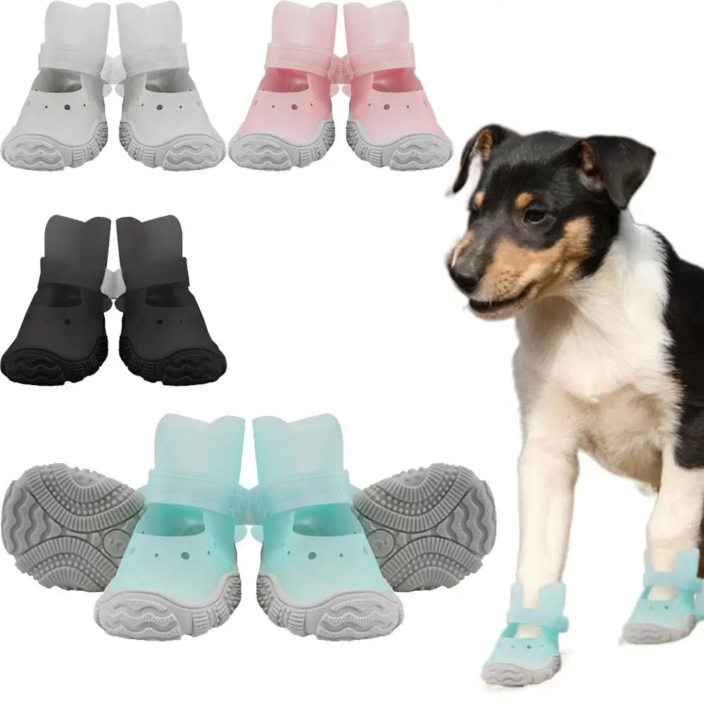 Cute Non-slip Waterproof Pet Shoes Comfortable Adjustable Outdoor Dog Boots Elastic Breathable Pet Rain Shoes Cat Paw Protection