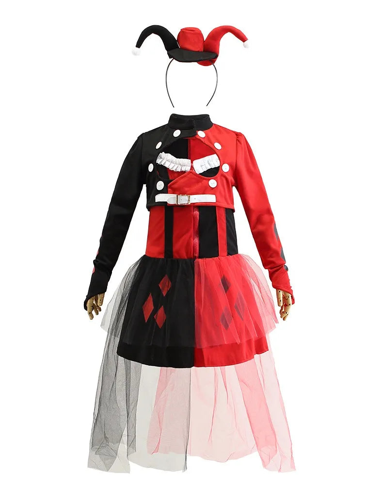 Halloween Cosplay Costumes Horror Clown Dresses Pants Headwear Clothes Sets Carnival Theme Party Role Playing Outfits for Girls
