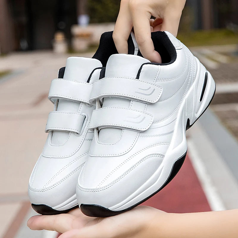Large Size 48 White Casual Sneakers Men Comfy Leather Lightweight Men's Sports Shoes Outdoor Non-slip Walking Shoes Man Trainers