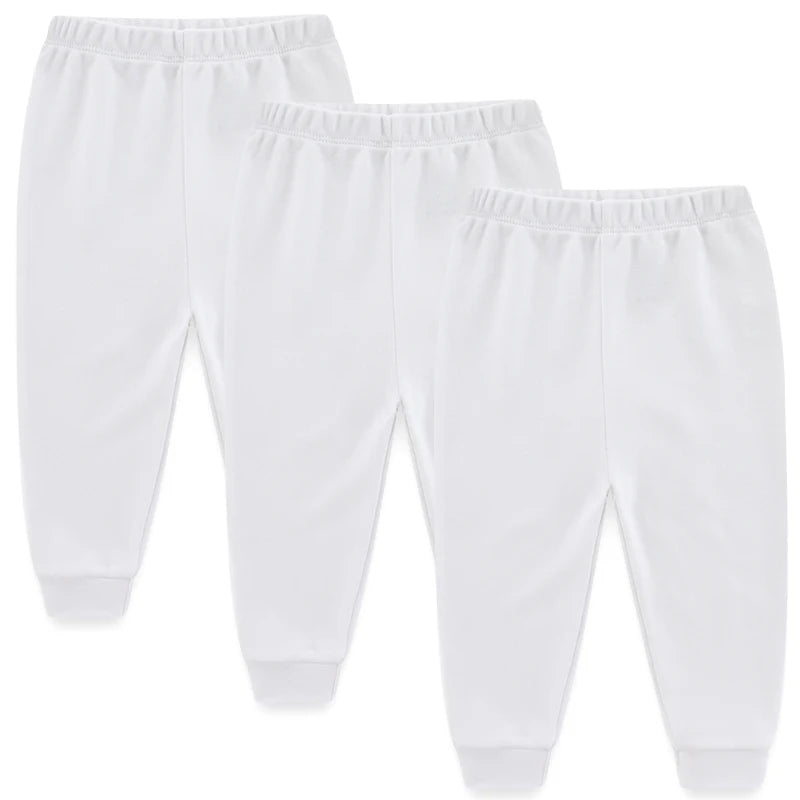 Solid Color 100%cotton Newborn Baby Pants 3/4Pieces Baby Girl Trousers 0-24M Soft Cartoon Print Baby Boy Pants Accessories