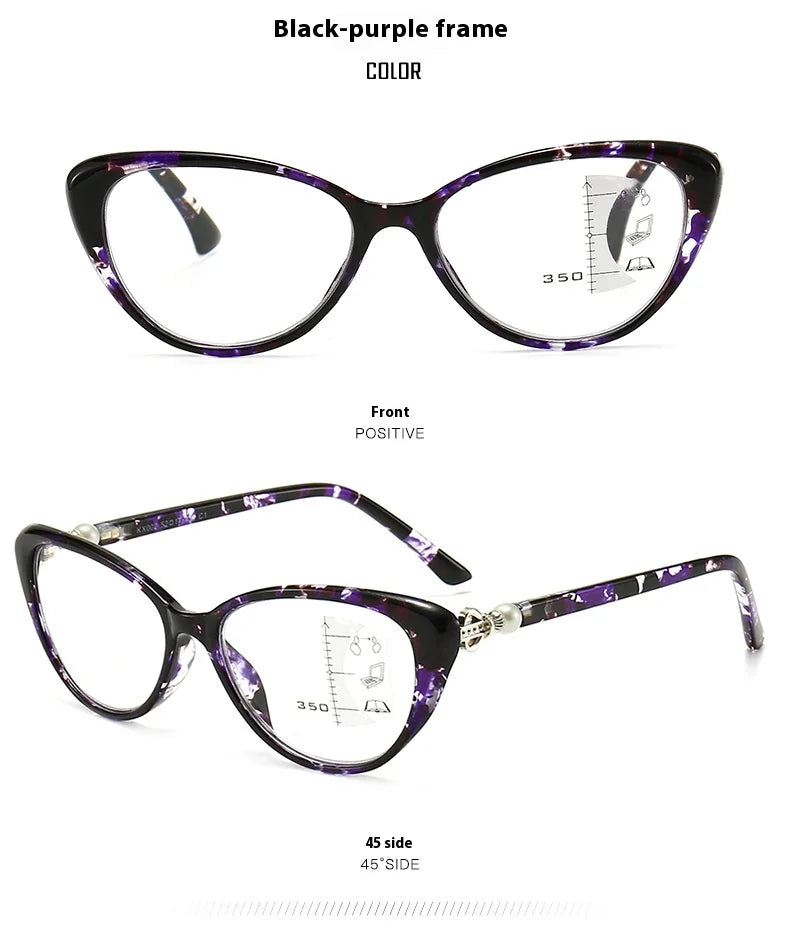 Progressive Multi Focus Anti Blue Light Reading Glasses, Fashionable Dual-purpose Reading Glasses for Both Near and Far Use