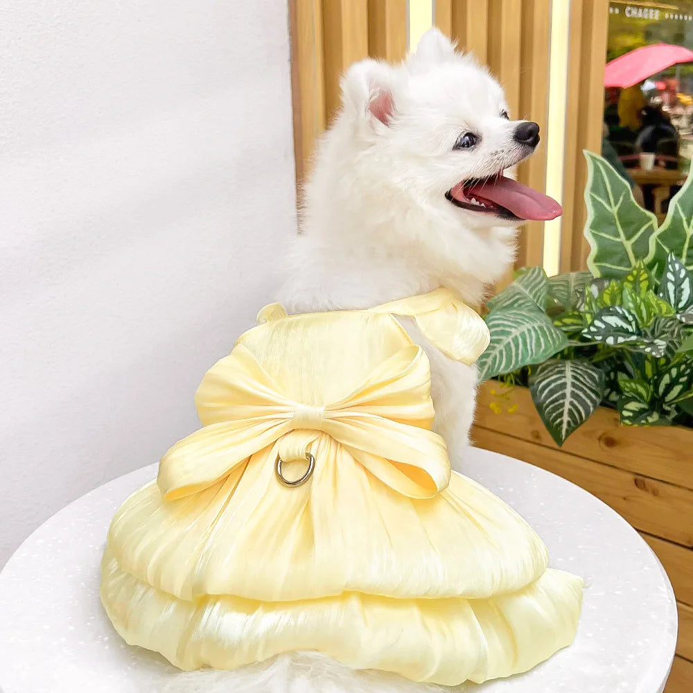 Dog Dress Girl Dog Clothes Pet Apparel Doggie Pink Bowknot Tulle Cat Sequin Clothing Pup Dresses Doggy Attire Birthday