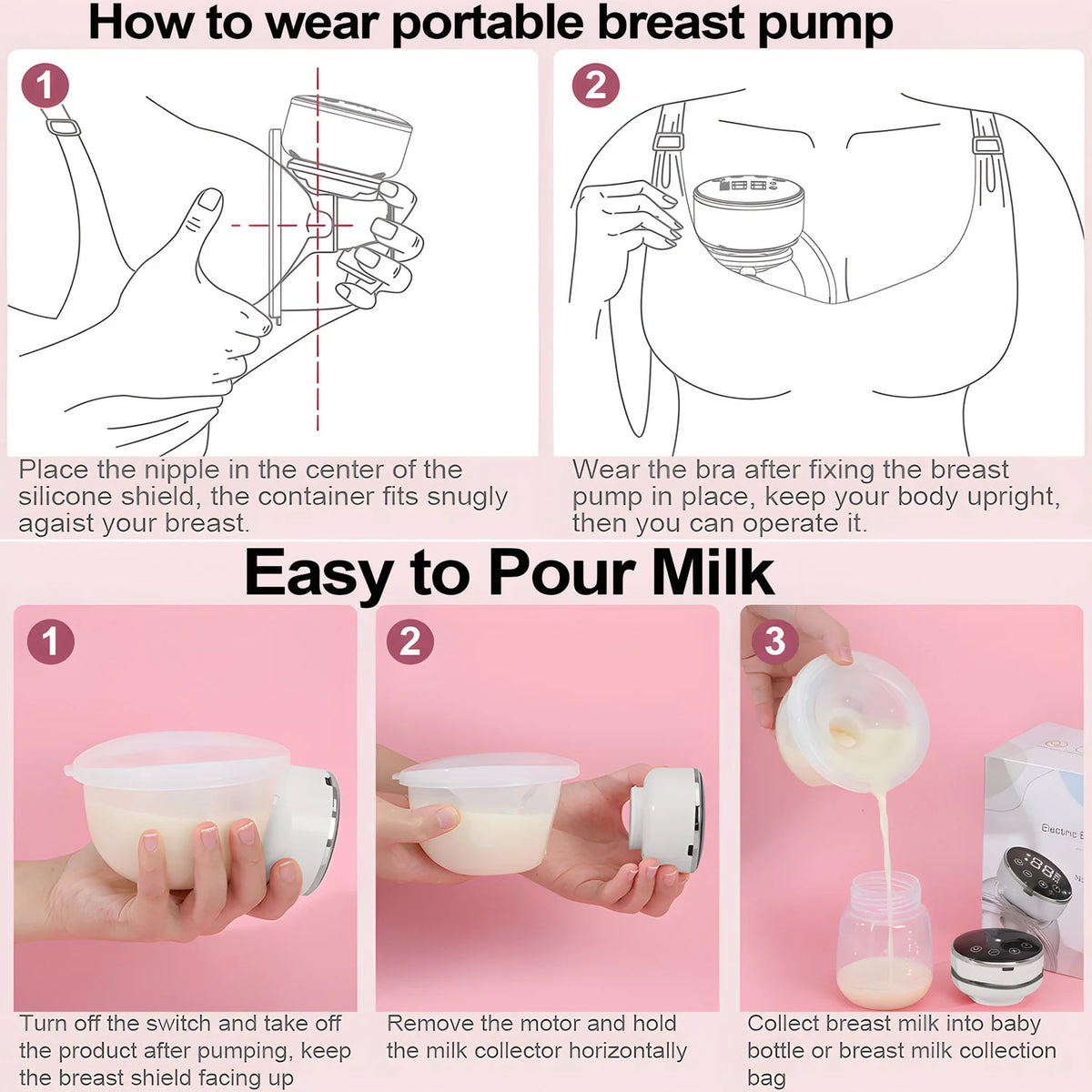 1PCS Wearable Breast Pump Portable Breast Milk Machine Fully Automatic Breast Pump Mother and Baby Supplies Electric Breast Pump
