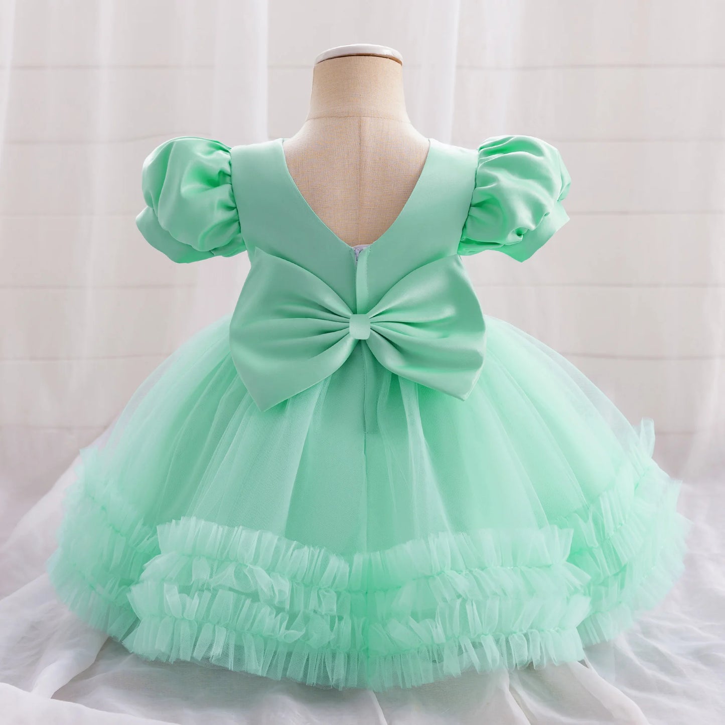 Toddler Sequin Baby Girl Party Dresses Bow Princess Dresses for Girl 1st Birthday Baptism Baby Dress Tutu Lace Wedding Prom Gown