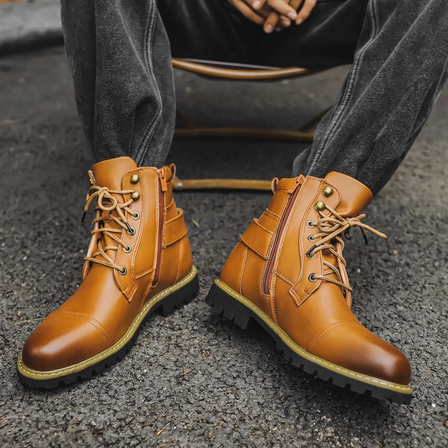 size 38-48 motorcycle boots men footwear man designer shoes ankle boots botines botas moto hombre botas casuales