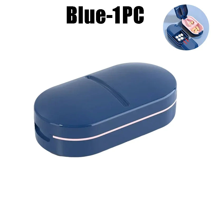 Medicine Pill Cutter Box Portable Drug Box Useful Grinder Splitter Medicine Pill Holder Tablet Cutter Splitter Divider Pill Case