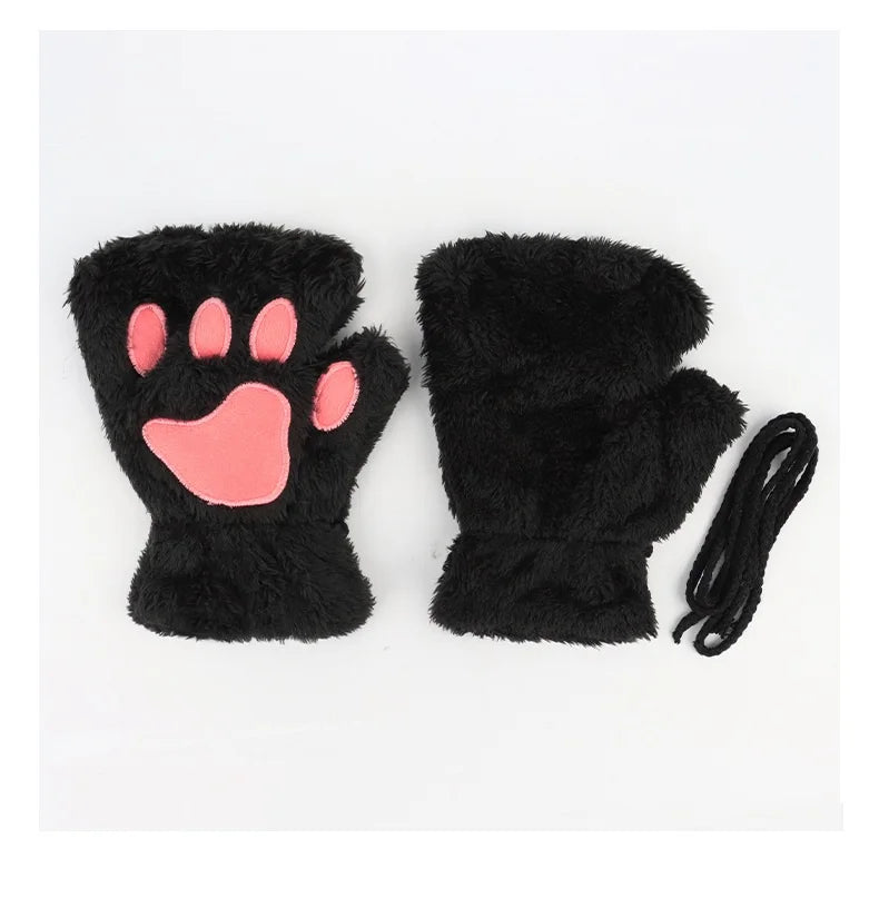 Halloween Cats Costume Set for Girl Cosplay, Halloween Cats Costume Accessories with Headband, Tail, Gloves 3Pcs