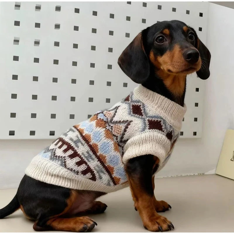 Bohemia Dogs Sweater Wiener Autumn Hand-knitted Soft Coat For Badger Dog Thicken Warm Loungewear Dachshund Small Mid Dog Clothes